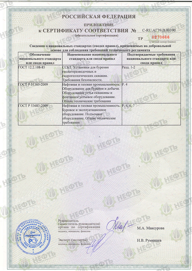 Certificate of conformity